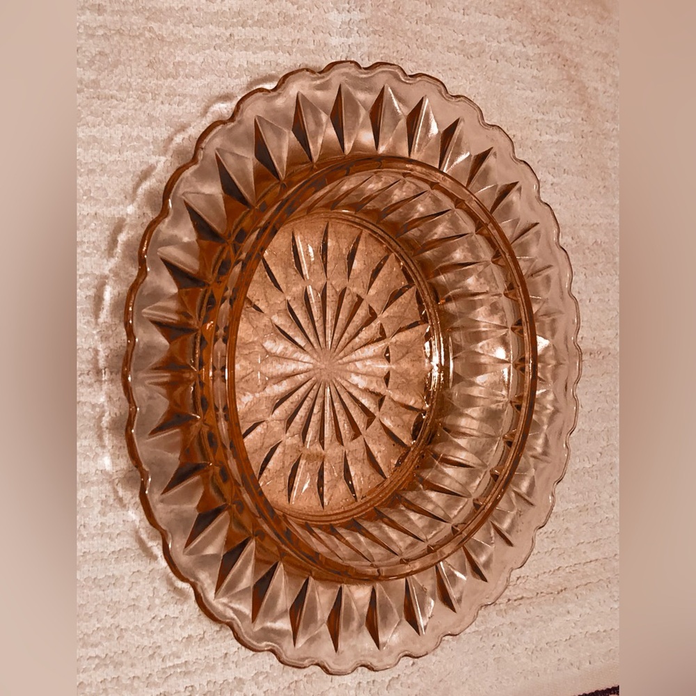 7343 Jeannette Windsor Pink Depression Glass Berry Bowl Sunburst Pattern VTG